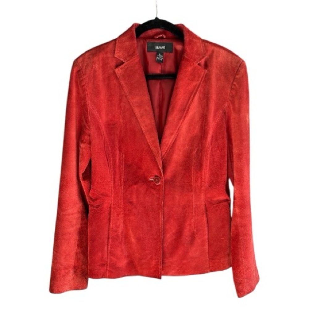 VINTAGE Alfani Suede Leather Blazer Jacket Brick‎ L